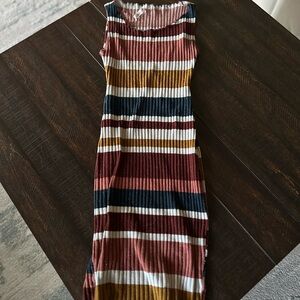 Miley & Molly Striped Multicolor Midi Dress